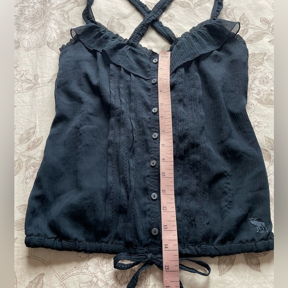 Abercrombie Y2K Navy Button Down Ruffle Cami Tie Waist Small Bratz Mallcore VTG - Picture 6 of 8